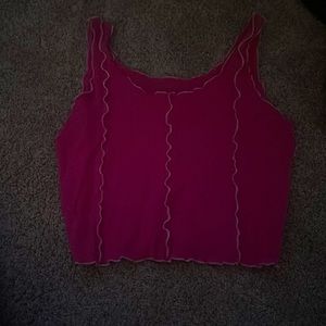 fringe pink and white crop tank top
